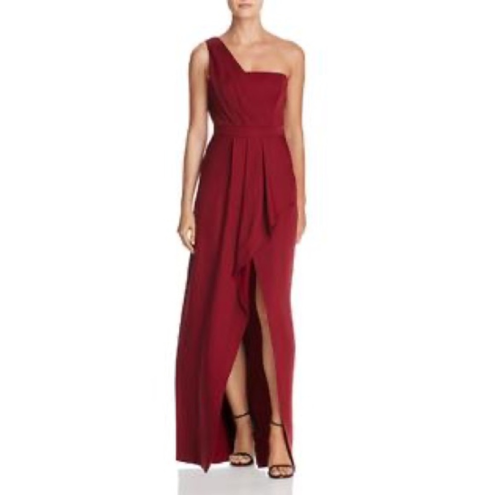 BCBGMAXAZRIA Kristine One-shoulder Gown In Burgundy. Size 0